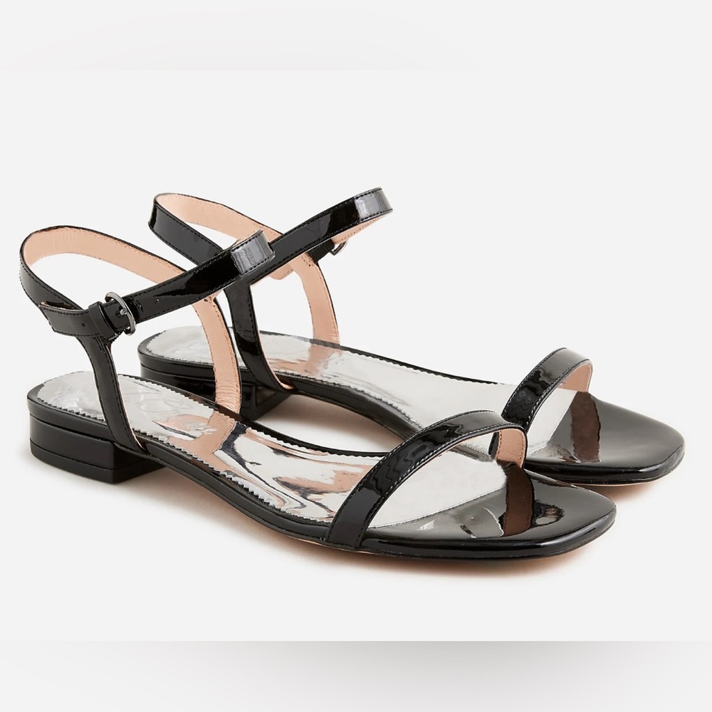 JCrew Hazel ankle-strap sandals in black patent leather size 10
